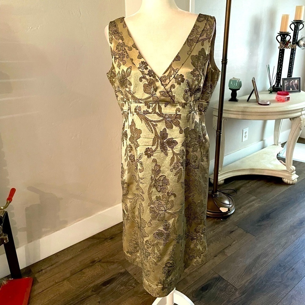 Gold floral wedding Jones New York dress